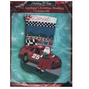 Bucilla Felt Applique Christmas Stocking Christmas 500 Santa Nascar Craft Kit